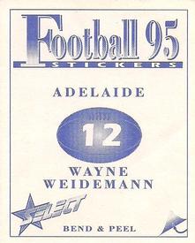 1995 Select AFL Stickers #12 Wayne Weidemann Back